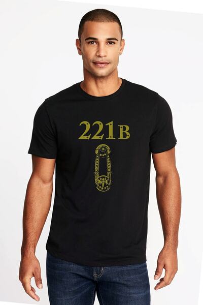 QIVI Sherlock Holmes Štampano crna muška Pleteno majica T-shirt