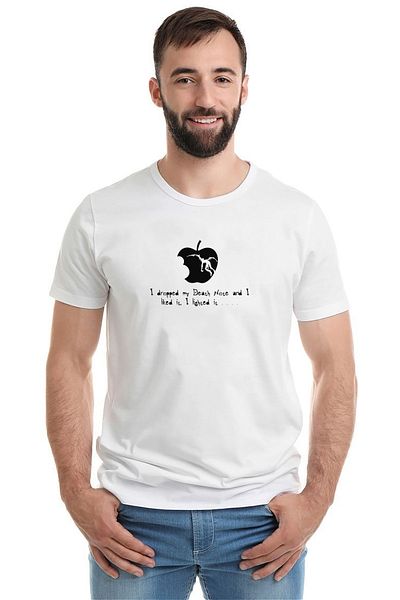 QIVI Notă: Tricou tricotat pentru bărbați, alb, cu imprimeu The Book