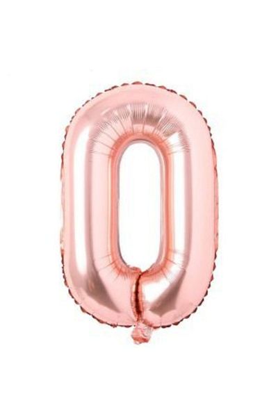 parti sürprizi بالون فويل رقم 0 ذهبي وردي 100 سم