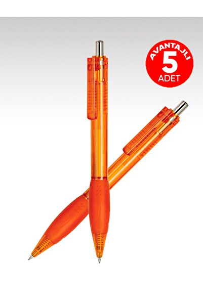 EGESTA 5 Adet Jel Refil Basmalı Mavi Tükenmez Kalem - Turuncu