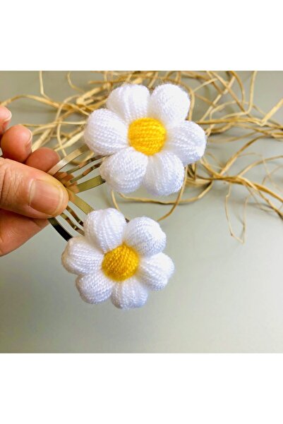 seyranat Комплект от 2 висококачествени бели клипса с маргаритки, изработени ...
