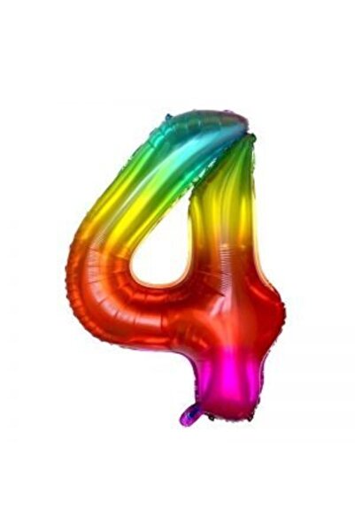 parti sürprizi بالون قوس قزح رقم 4 فويل 100 سم