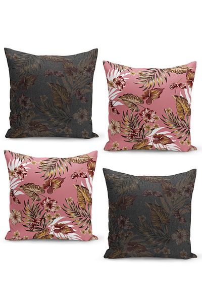 Filamente Set de 4 huse de pernă cu flori etnice design vintage