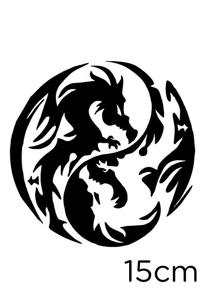 MIGNATIS Autocolant cu pictogramă neagră de 15 cm - Dragon cu două fețe Lipire bună și rea