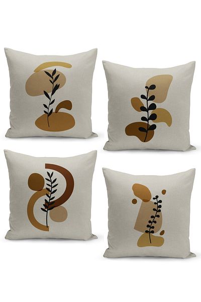 Filamente Set de 4 huse de pernă Plant Art Design pe podea de in