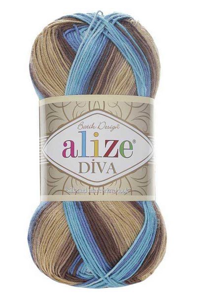Alize Νήματα πλεξίματος Diva Batik 100 Gr 3243/καφέ-μπλε