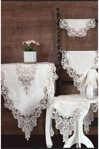 YÜCEL ÇEYİZ Milano Kadife Salon Takımı 5 Parça - Krem