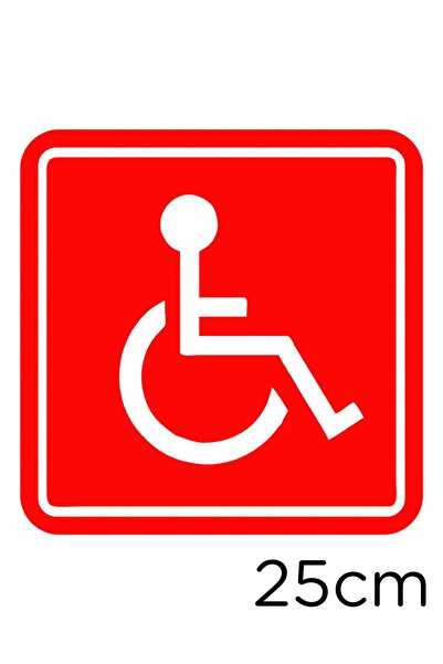 MIGNATIS Engeli Arabası Ve Engelli Kadın Araba Işareti Sticker 25cm - Kırmızı