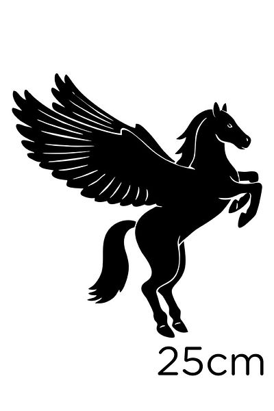 MIGNATIS Pegasus Feet Air Flying Horse Head Mitologia Greacă Autocolant Cal 25cm - Negru