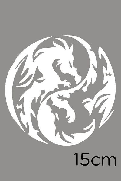 MIGNATIS Autocolant cu două fețe Dragon Good Evil Icon Lipire 15cm - Alb