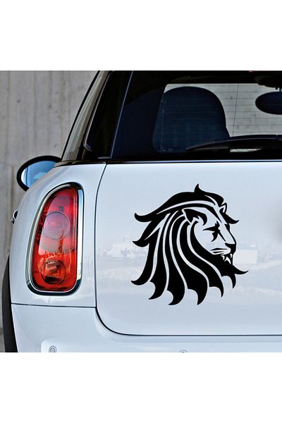 MIGNATIS Autocolant pentru vehicul Leu cu coamă în stânga 35 cm - negru
