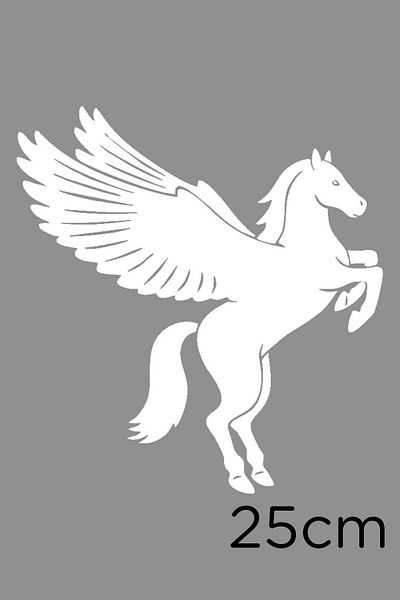 MIGNATIS Pegasus Feet Air Flying Horse Head Mitologia Greacă Autocolant Cal 25cm - Alb