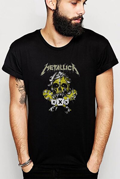 QIVI Metallica Xxx Tmetal Rock Μουσική Μουσική Με στάμπα Μαύρο Ανδρικό Πλεκτό...