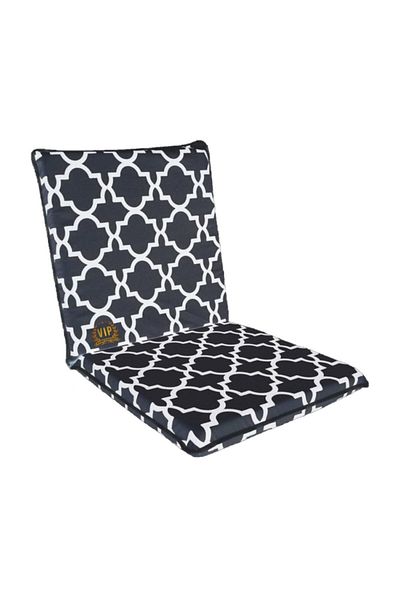 Vip Home Concept Chair Cushion with 4 Backrests, Large Zippered, Washable Black Seat