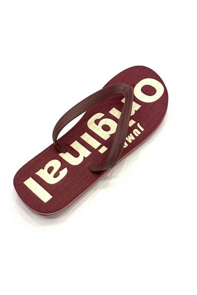 Jump Slippers 9069 B-burgundy White Flip Flops