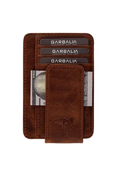 Garbalia Δερμάτινο κάλυμμα μαγνήτη Unisex Θήκη κάρτας Μαύρισμα