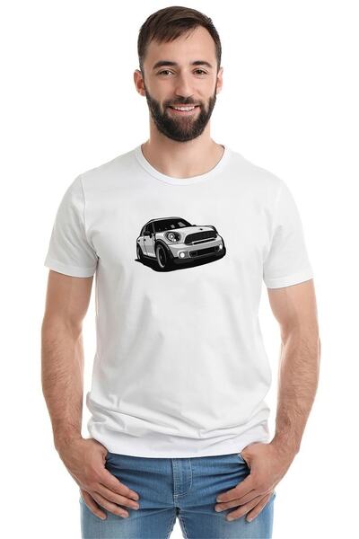 QIVI Mini Cooper Štampano bela muška Pleteno majica