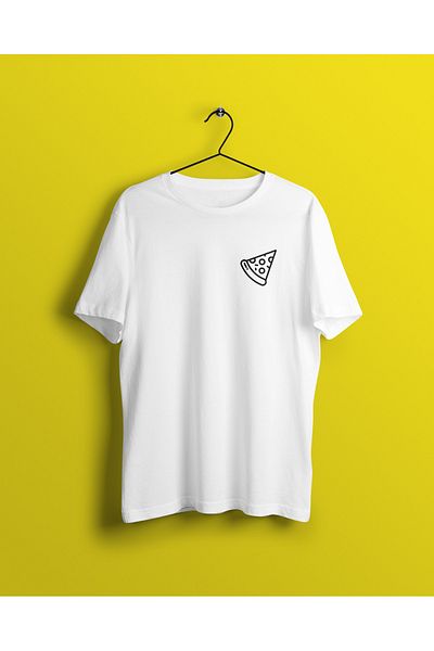 YEACHY Μπλουζάκι Unisex White Pizza Printed