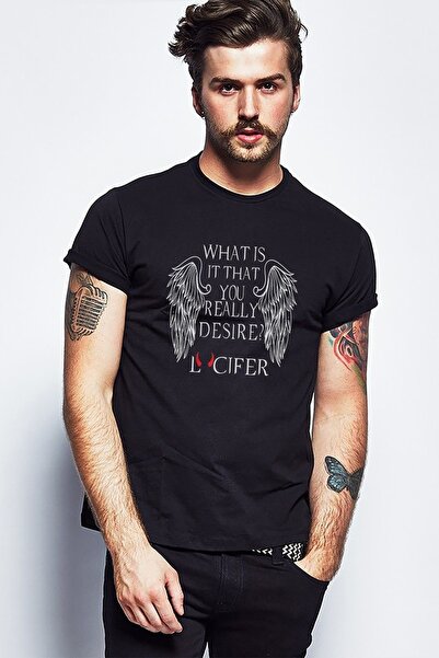 QIVI Lucifer Šta je to što ti Štampano crnačka muška Pleteno majica T-shirt T...