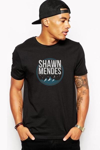 QIVI Shawn Mendes Mountain Štampano Crna muška Pleteno majica T-shirt T-shirt