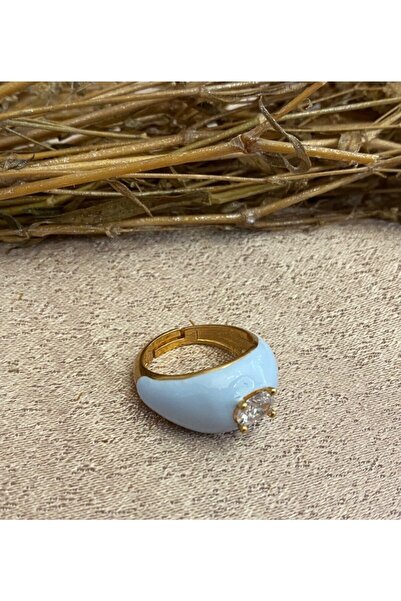 Markiz Takı Kadın Açık Mavi Taşlı Bombe Yüzük