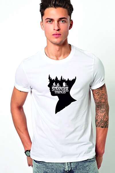QIVI Stranger Things Štampano Bela muška Pleteno majica T-shirt majica