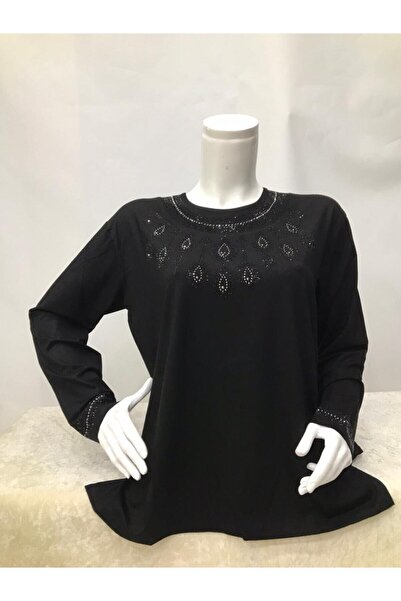 Nacar Yeni Sezon Anne Taşlı Penye Bluz ( Yaka Deseni Farklılık Gösterebilir )