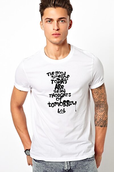 QIVI Bob Marley The Good Time Of Štampano Bela muška Pleteno majica T-shirt T...