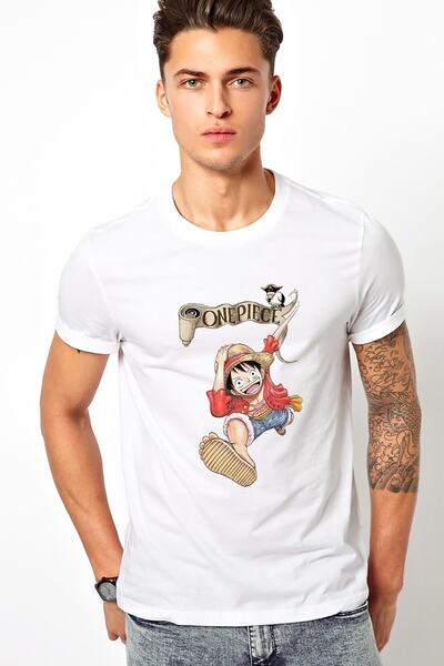 QIVI Anime One Piece majica za muškarce Štampano sa majmunom Pleteno