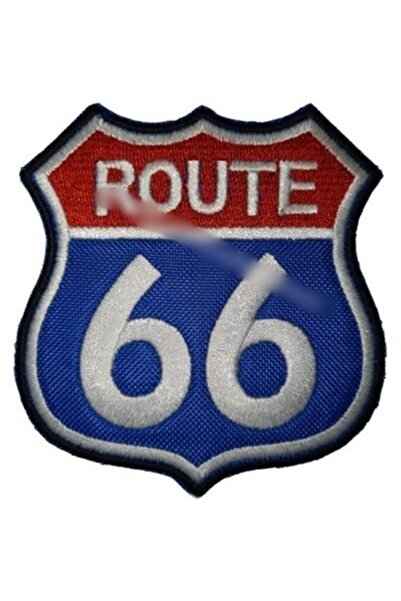 Sim Nakış Route 66 Nakış Işleme Arma Patch Peç 7,5×8 Cm Cırt Bantlı