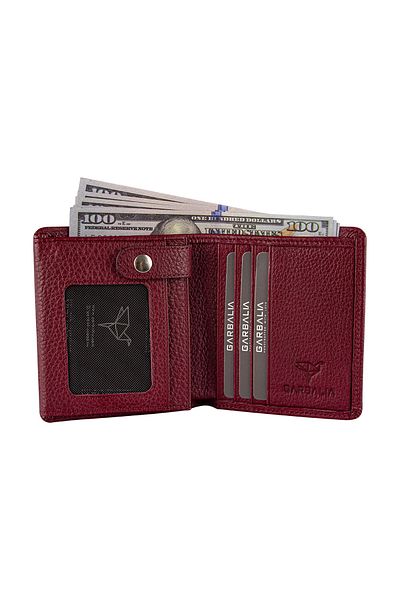 Garbalia Claret Red Men's Wallet - Genuine Leather, with Internal Placket