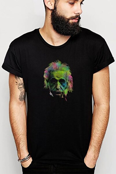 QIVI Albert Einstein Boje Štampano Crna muška Pleteno majica T-shirt majica