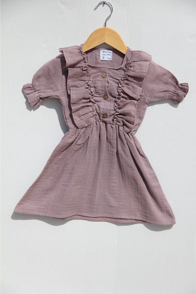 Botex Καλοκαιρινό φόρεμα για κορίτσια Dusty Rose Muslin Double Layer