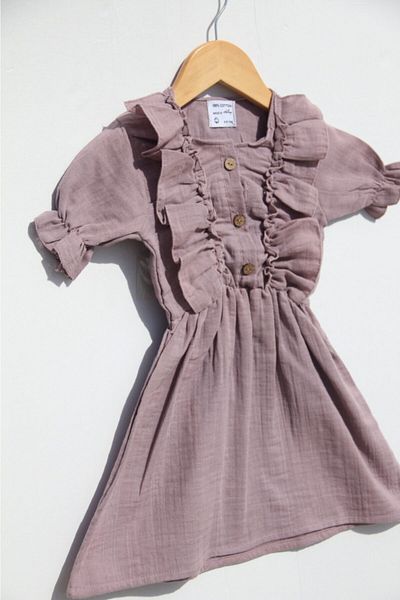 Botex Καλοκαιρινό φόρεμα για κορίτσια Dusty Rose Muslin Double Layer