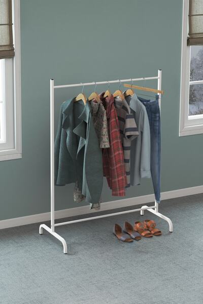 Mocca Style Komple Metal Konfeksiyon Askısı Ayaklı Askılık Elbise Askılığı Askı Beyaz-mocca Style