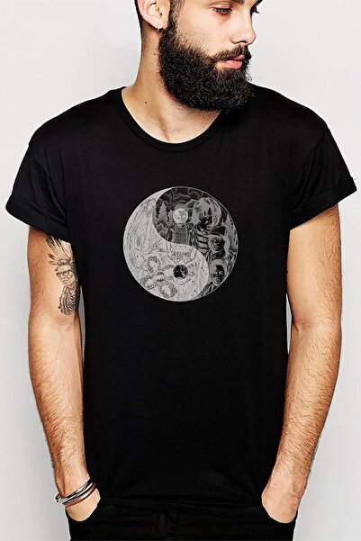 QIVI Stranger Things Ying Yang Upside Štampano crna muška Pleteno majica