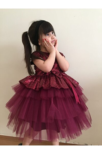 Sevimlice Kids Doğum Günü Özel Gün Çocuk Abiye Payetli Elbise