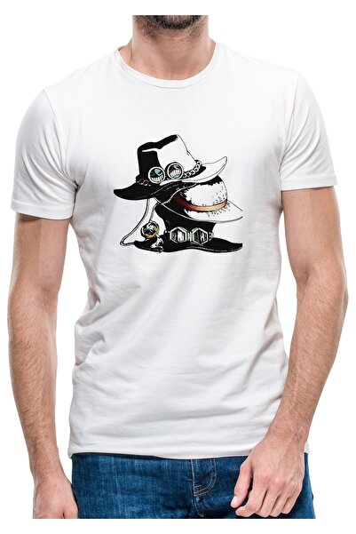 QIVI Anime One Piece majica sa printom, bela, muška, pletena