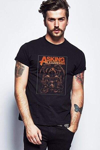 QIVI Asking Alexandria εμπριμέ μαύρο ανδρικό πλεκτό μπλουζάκι T-shirt T-shirt...