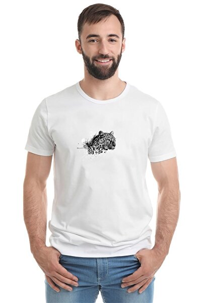 QIVI Sa leopard printom Bela muška Pleteno majica T-shirt T-shirt majica
