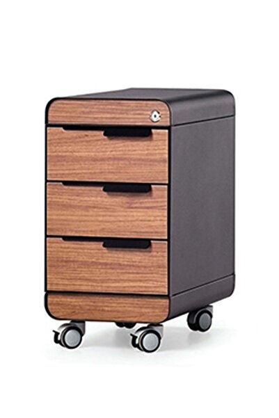 Uzay Ofis Ore 02 Mini 3 Çekmeceli Keson - Milas Ceviz-antrasit