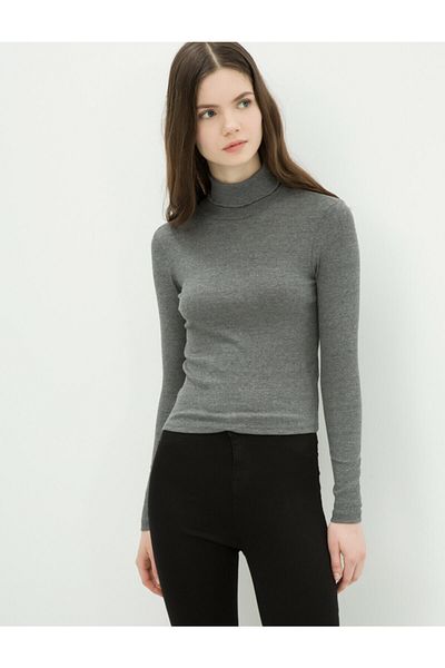 Koton Graues Damen-T-Shirt 6YAL11096JK
