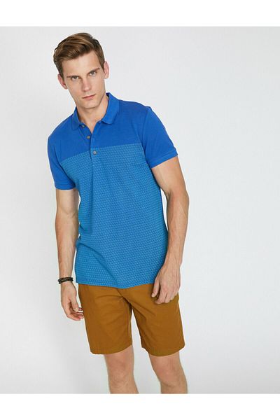 Koton Modré pánské tričko Ss Polo 9YAM11954LK