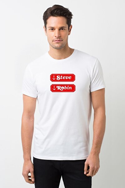 QIVI Stranger Things Robin & Steve Logo Štampano Bela Muška Pleteno Majica T-...
