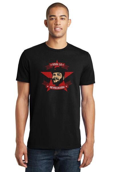QIVI Che Guevara Viva La Revolucion Štampano Crna muška Pleteno majica T-shir...