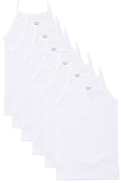 Tutku Baby Girl White Thread Strap Straight Undershirt, Pack of 6