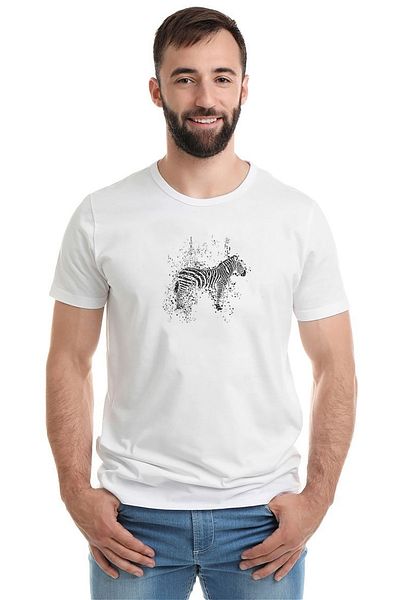 QIVI Zebra Printed White Men's Knitted Tshirt
