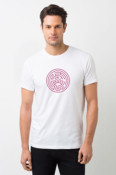 QIVI World Maze Labyrinth Štampano Bela muška Pleteno majica T-shirt T-shirt ...