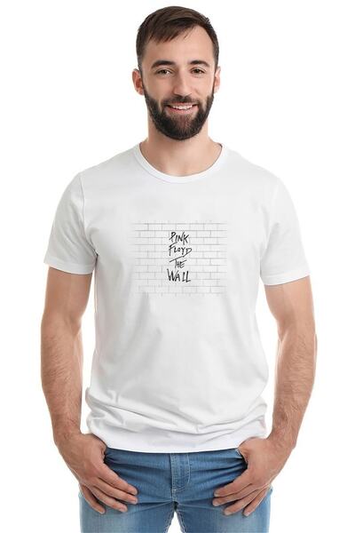 QIVI Floyd The Wall White Pink Floyd Štampano Bela muška Pleteno majica