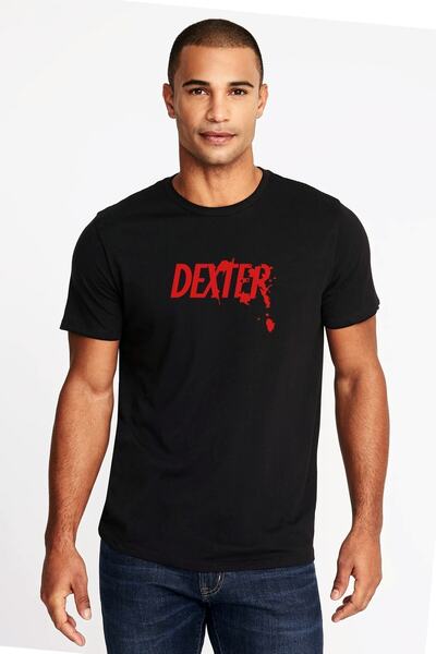 QIVI Tricou Tricou Tricou Tricou Tricou Tricou Dexter Red Logo Printed Negru